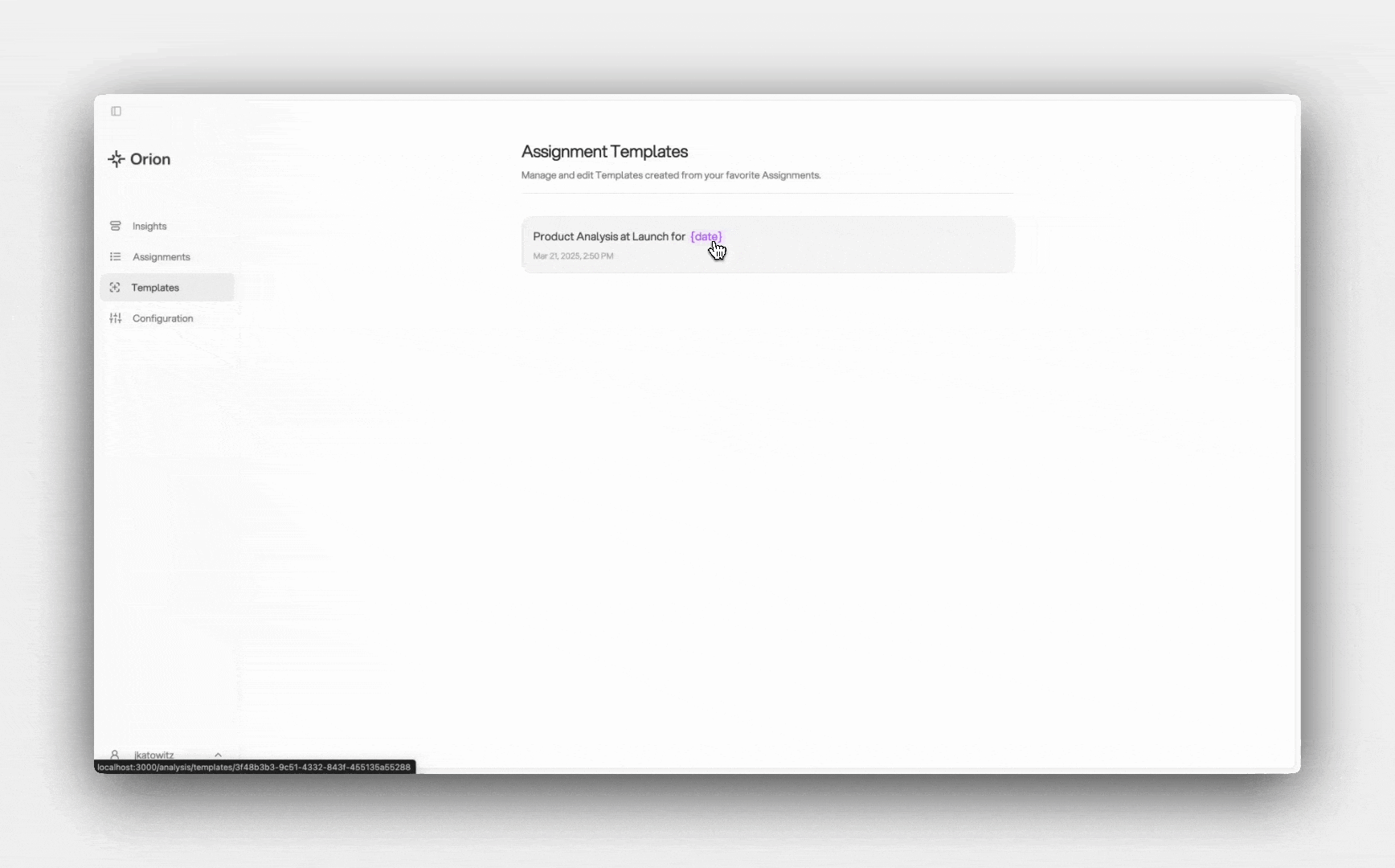 Create Assignment from Template